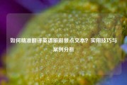 如何精准翻译英语旅游景点文本？实用技巧与案例分析