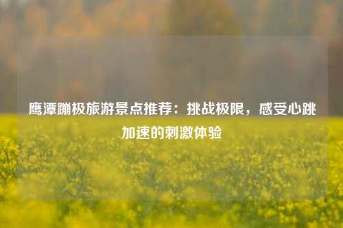 鹰潭蹦极旅游景点推荐：挑战极限，感受心跳加速的刺激体验